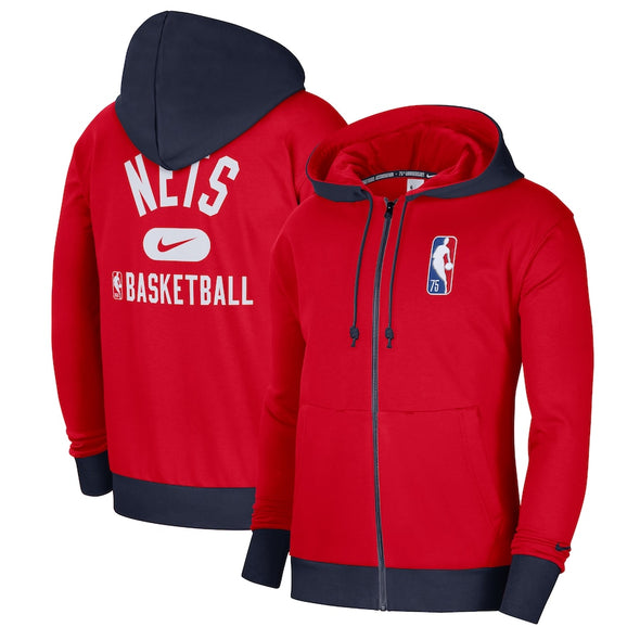 Brooklyn Nets Nike 2021/22 City Edition Courtside Heavyweight Fleece Full-Zip Hoodie - Red/Navy