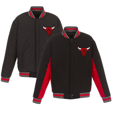 Chicago Bulls JH Design Reversible Wool & Poly-Twill Full-Snap Jacket - Black/Red