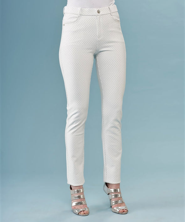 White Tiny Dots Ankle Skinny Jeans - Women
